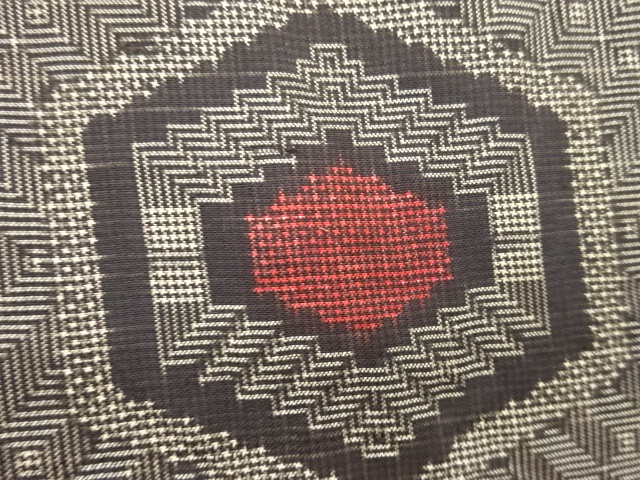 JAPANESE KIMONO / ANTIQUE KIMONO / DORO OSHIMA TSUMUGI / WOVEN GEOMETRIC